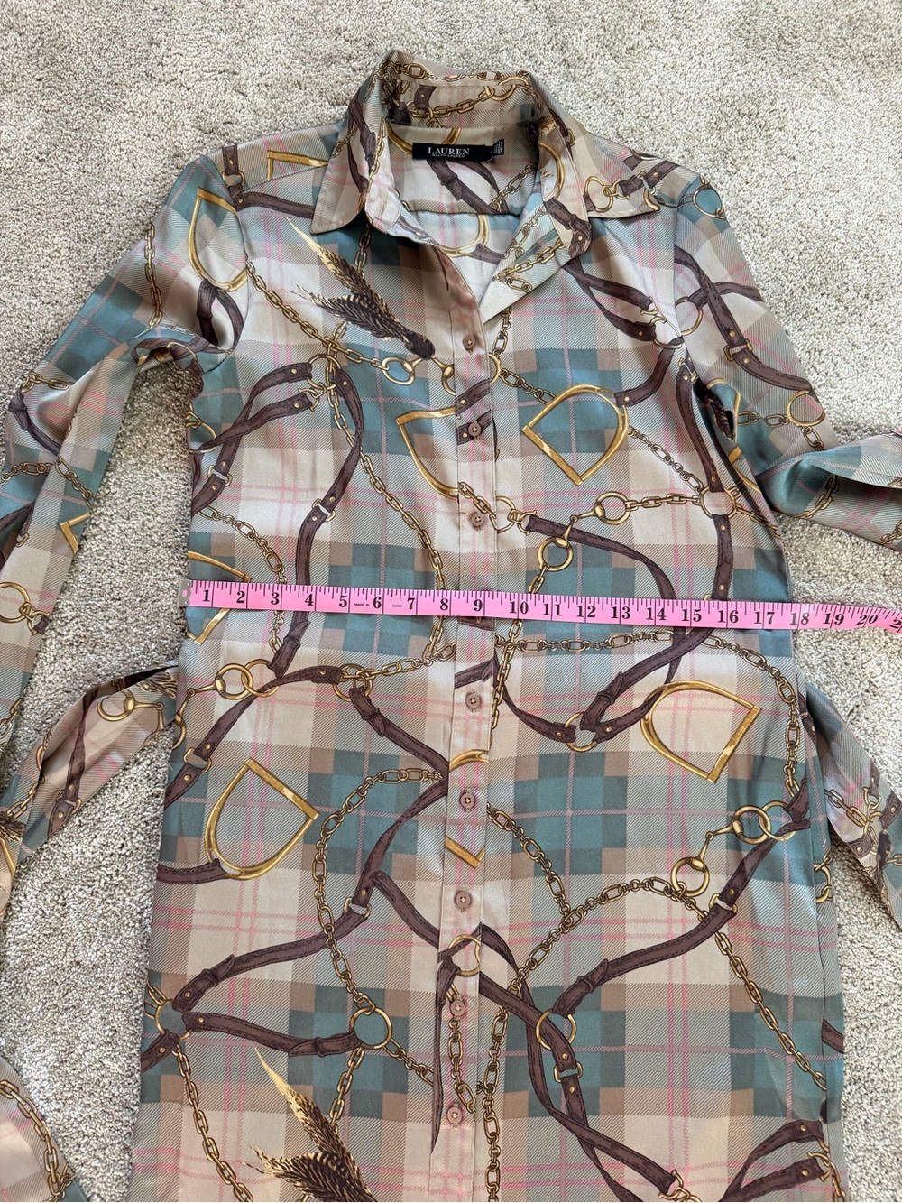 Ralph Lauren Shirt Dress with Chain & Stirrup Print - Picture 8 of 11